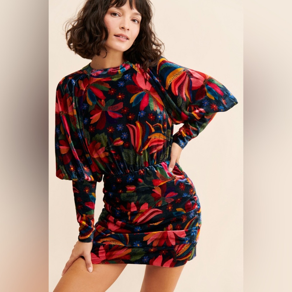 Farm Rio Banana Sky Velvet Dress